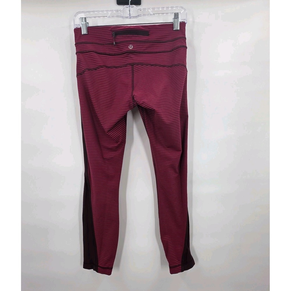 LULULEMON RUN PACE TIGHT LEGGINGS WOMENS SIZE 6 STRIPED MAROON RED 25" LUXTREME - Picture 2 of 16